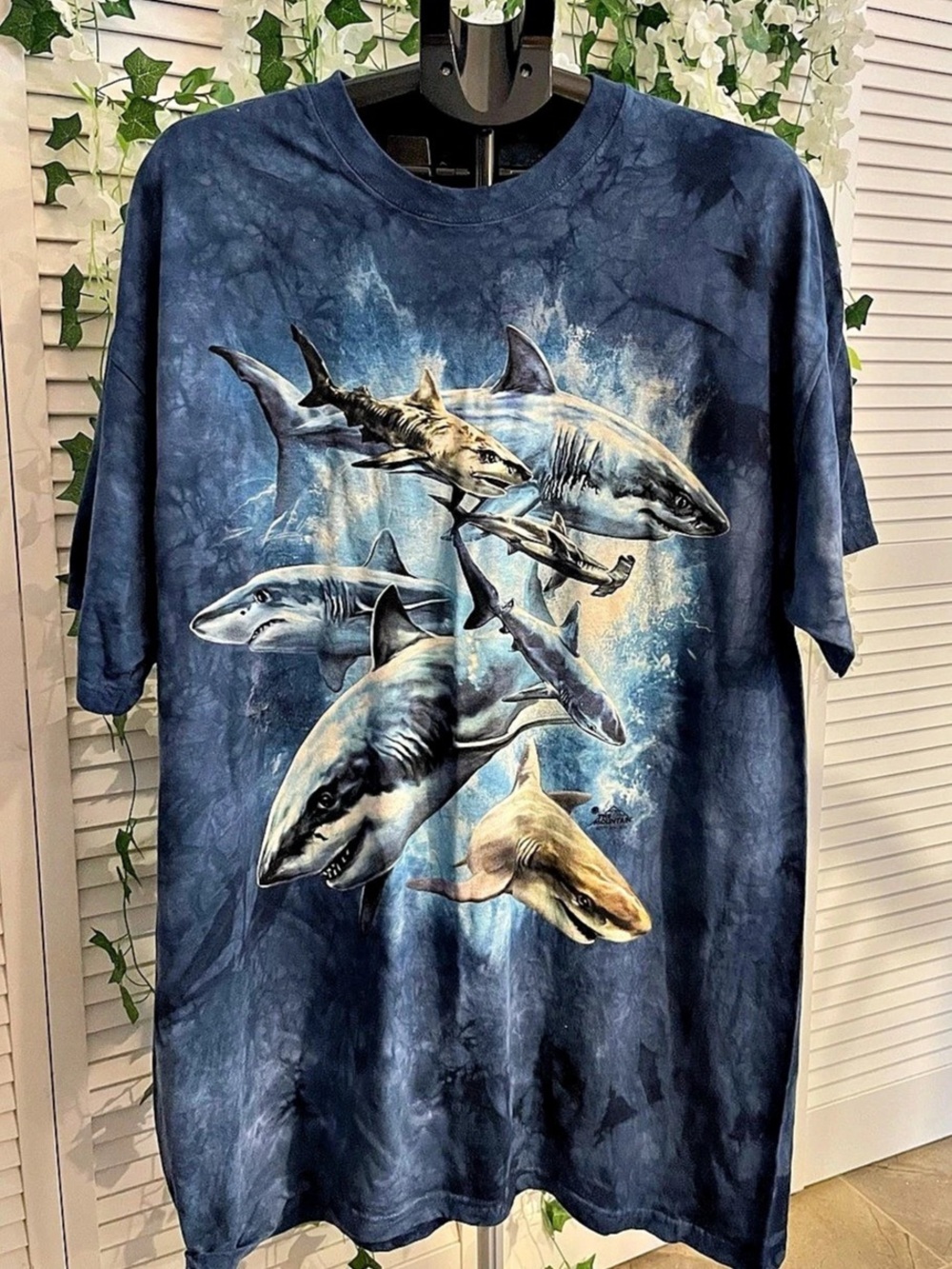 NWOT The Mountain Shark Frenzy Graphic Tee Blue & Black 2XL